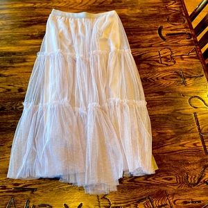 Long mid rise boho ruffle skirt
